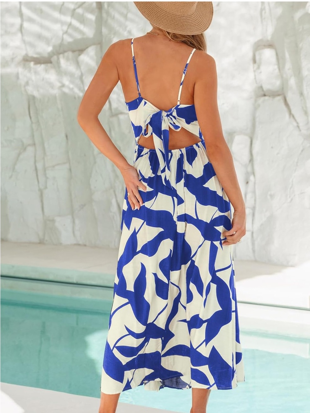 Cupshe Royal Blue and White Maxi Dress with Side Slit - Picture 2 of 13